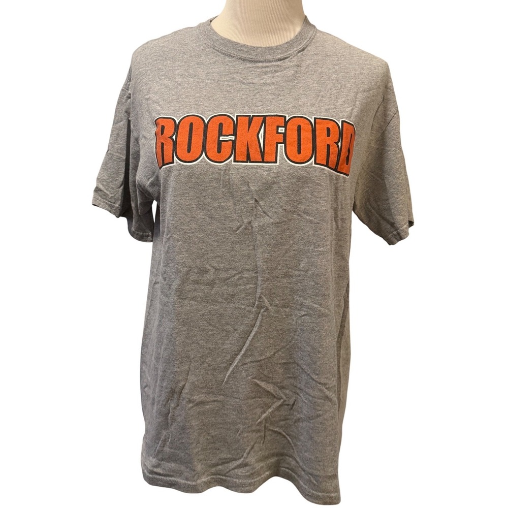 Gildan Heavy Cotton T Shirt Gray Rockford Graphic Tee Women's‎ Size Medium